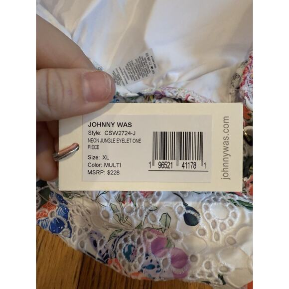 NWT Johnny Was Neon Jungle Eyelet One Piece Swimsuit Size XL $228 - Picture 11 of 11